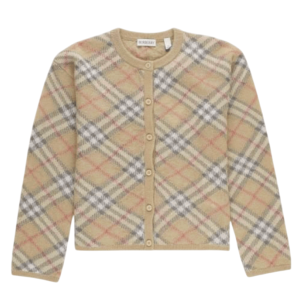 (Kids) Burberry Vintage Check Alpaca Cardigan Pale Stone