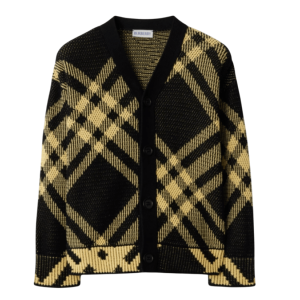 (Kids) Burberry Check Cotton Mesh Cardigan Yellow