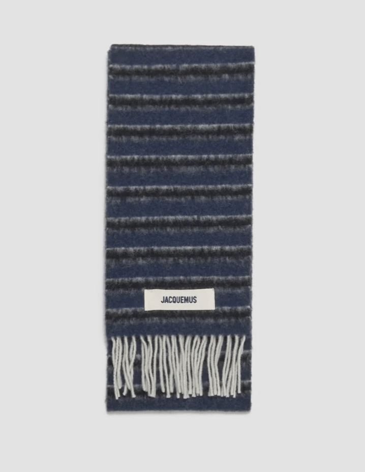 Jacquemus L'Echarpe Rayures in Blue & Dark Grey Stripes