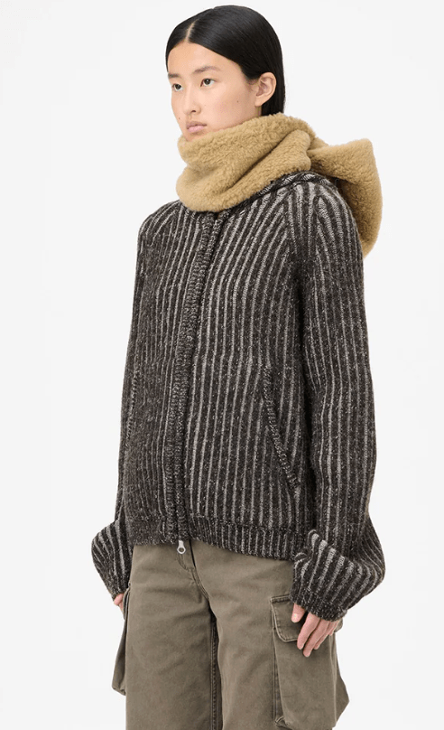 LEVEL HOOD Vanise Brown Stripe Isels Wool 