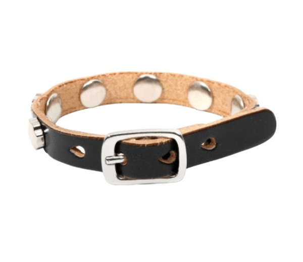 FLOWER BRACELET DEEP BLACK LEATHER 