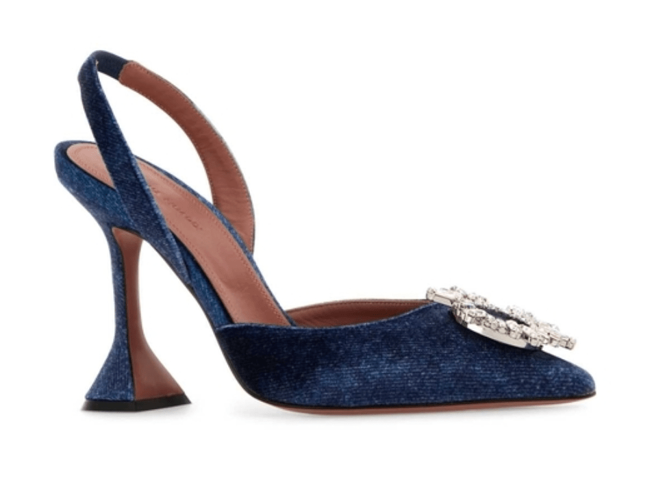 Amina Muaddi Begum Sling Velvet Denim