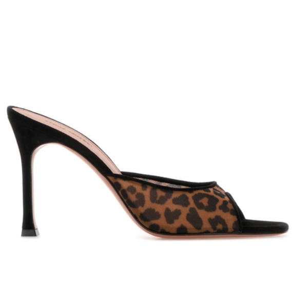 AMINA MUADDI Printed mesh Alexa mules 