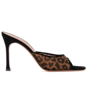 AMINA MUADDI Printed mesh Alexa mules 