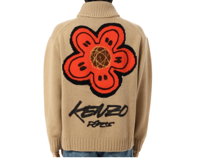 KENZO Neutral x Futura 2000 Zipped Cardigan in Wool Knit 