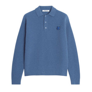 FOX HEAD WOOL RIBBED POLO JUMPER 