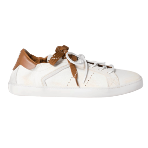 White/cognac Deco' Leather Sneakers
