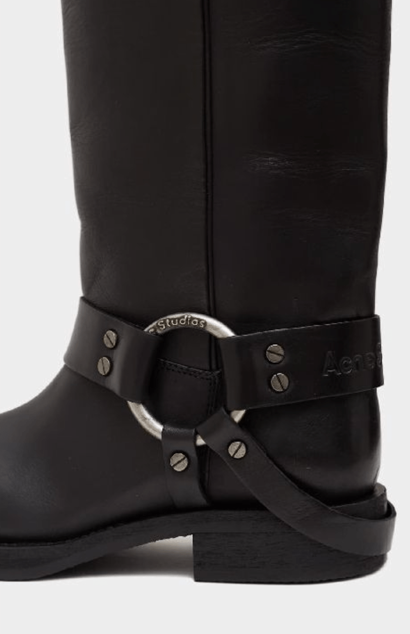 Leather buckle boots - Black