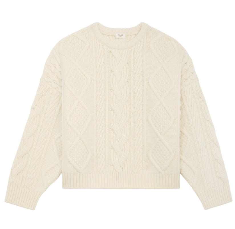 OVERSIZED CREW NECK SWEATER IN CASHMERE ARAN