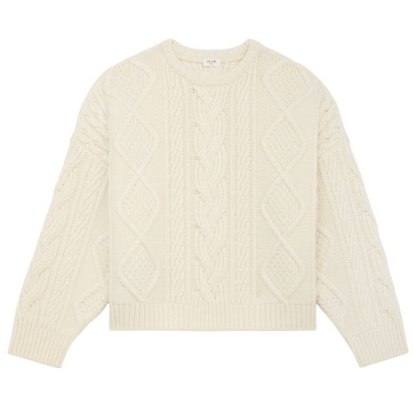 OVERSIZED CREW NECK SWEATER IN CASHMERE ARAN