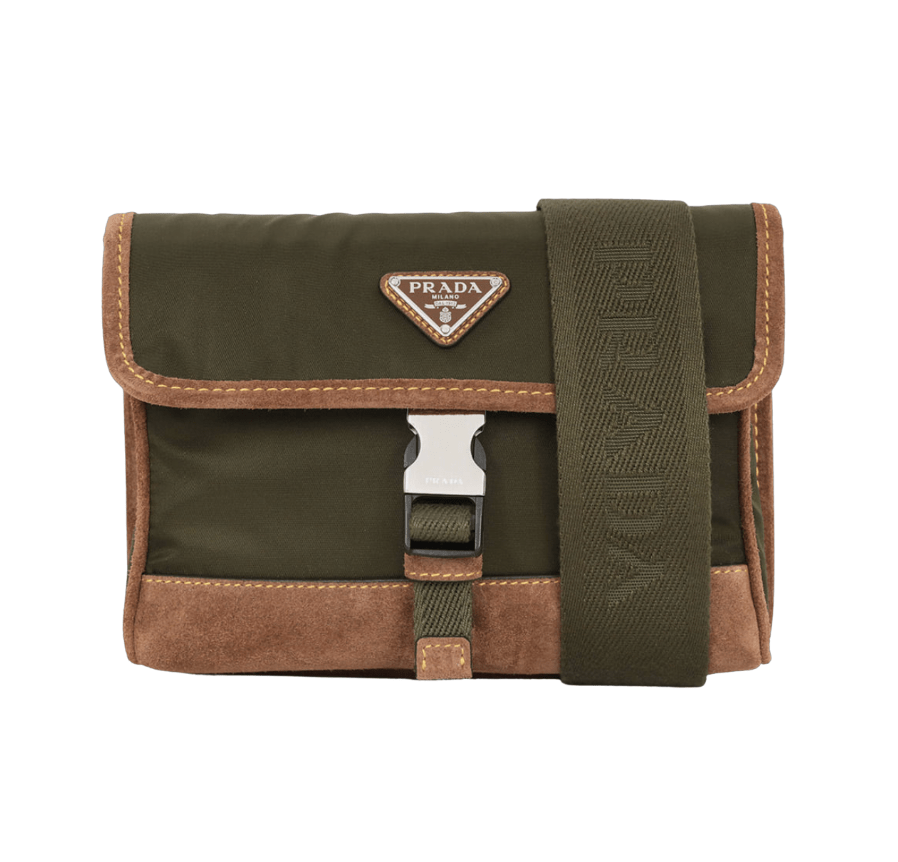 Prada Re-Nylon and Suede Smartphone Case Musk Green Cocoa