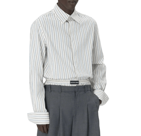 REGENERATED STRIPED POPLIN BUTTON UP SHIRT WH20 OFF WHITE 