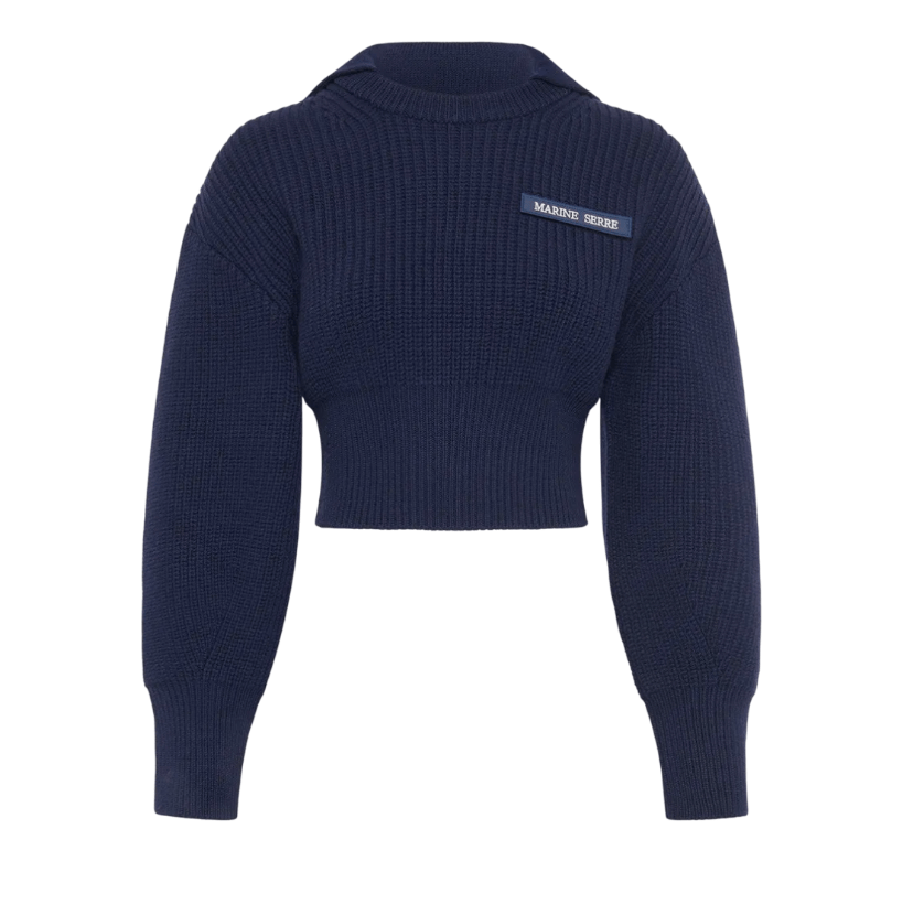 MS HALF CARDIGAN KNIT SAILOR SWEATER NAVY