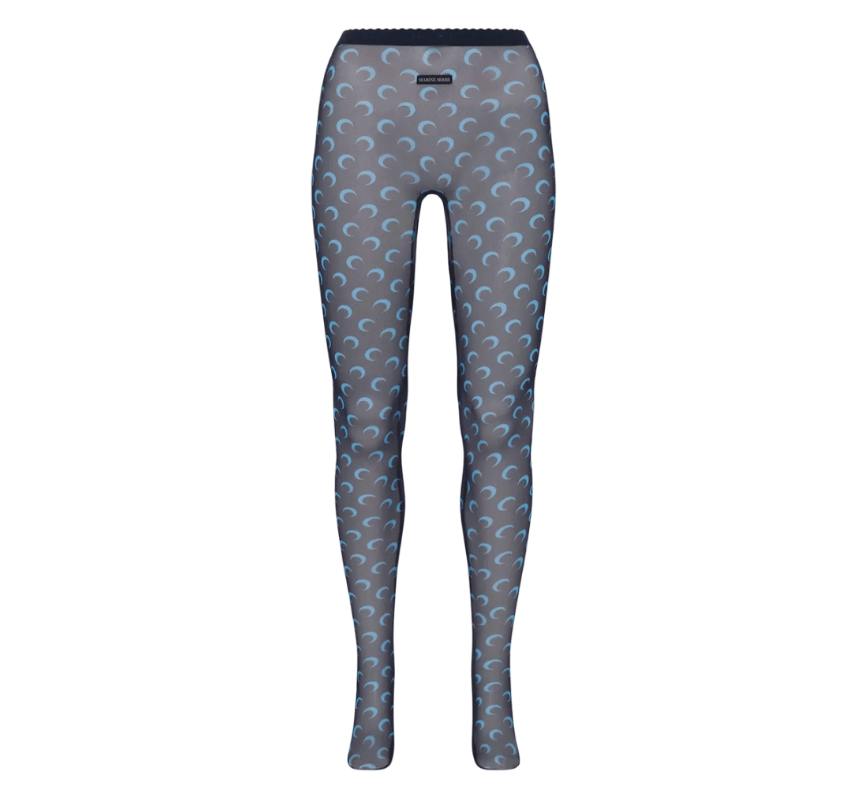 MOON PRINTED MESH TIGHTS NAVY
