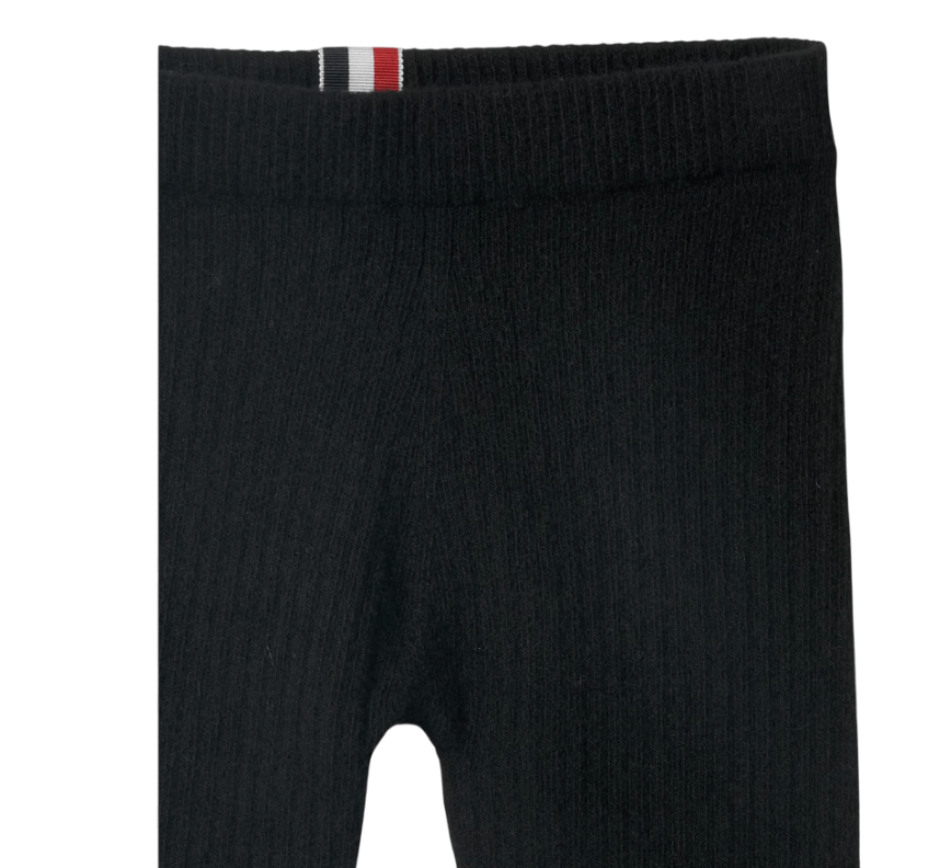 (W) Thom Browne Wool Cashmere Rib 4-Bar Seamless Leggings Black