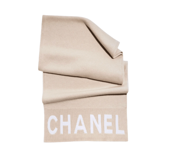 (W) Chanel Scarf Cashmere Beige