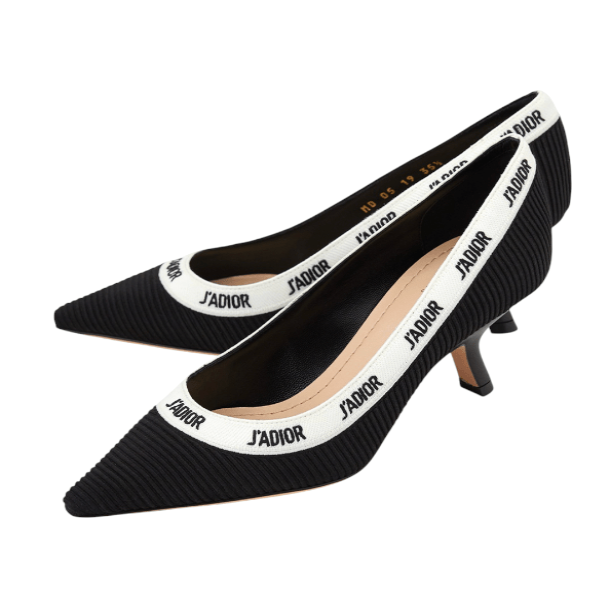Dior J'adior White Ribbon Logo Embroidered Heel