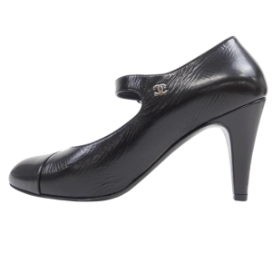 CHANEL Black Heels Patent Leather