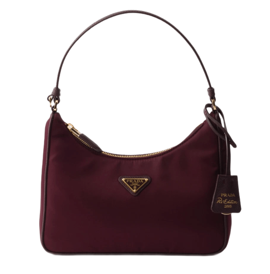 Prada Re Edition 2005 Re-Nylon and Saffiano Mini Bag Burgundy