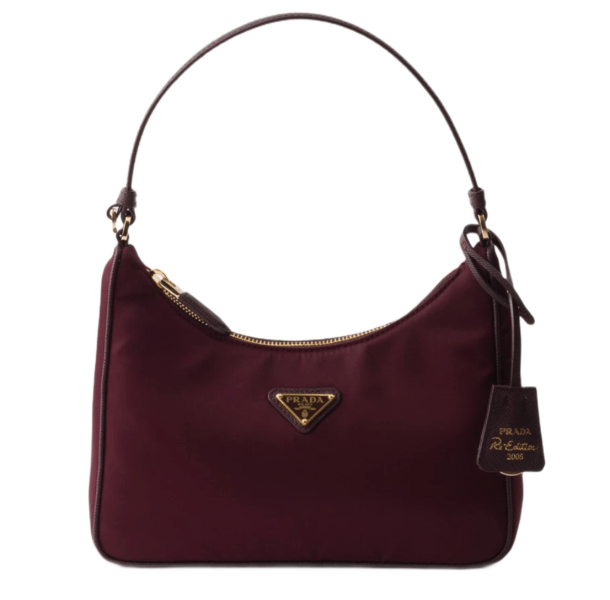 Prada Re Edition 2005 Re-Nylon and Saffiano Mini Bag Burgundy
