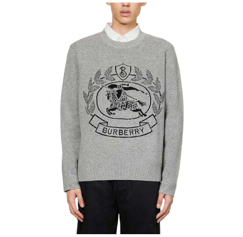 BURBERRY Ekd Wool Jacquard Oversized Sweater 