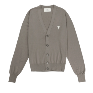 AMI White Heart Logo Cardigan - Ash
