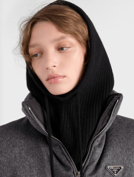 Prada Wool and Cashmere Knit Hood Black