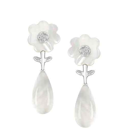 YVMIN Flower Pearl Drop Earrings