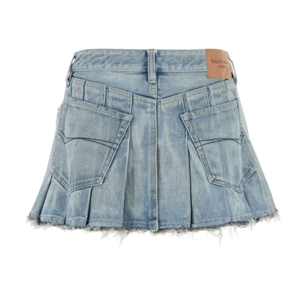 (W) Balenciaga Pleated Mini Skirt Light Blue