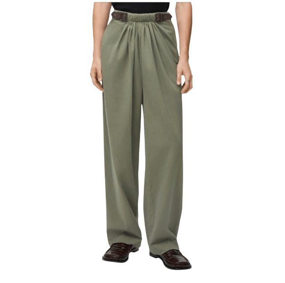 Belted trousers in cotton Green