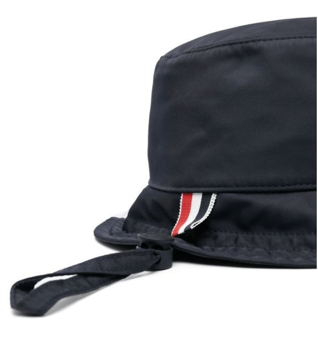 Thom Browne Nylon Swim Tech 4-Bar Bucket Hat Navy