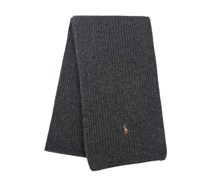 Pony Logo Embroidered Wool Scarf Grey
