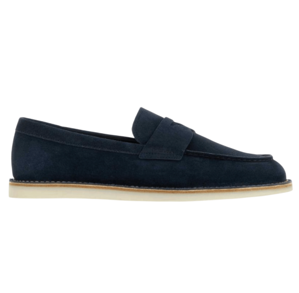 Navy suede loafers
