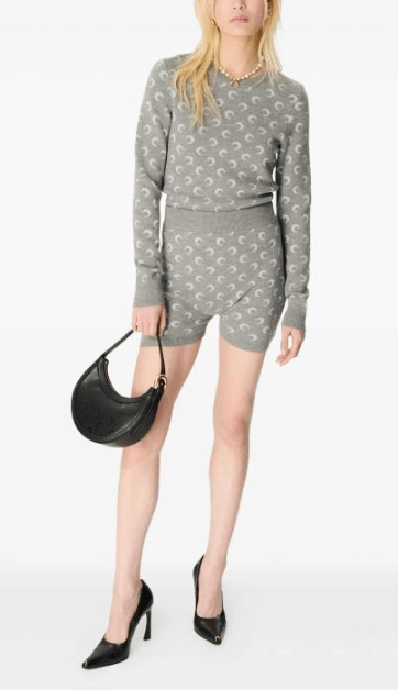 MARINE SERRE Moon Wool Blend Sweater Light Grey