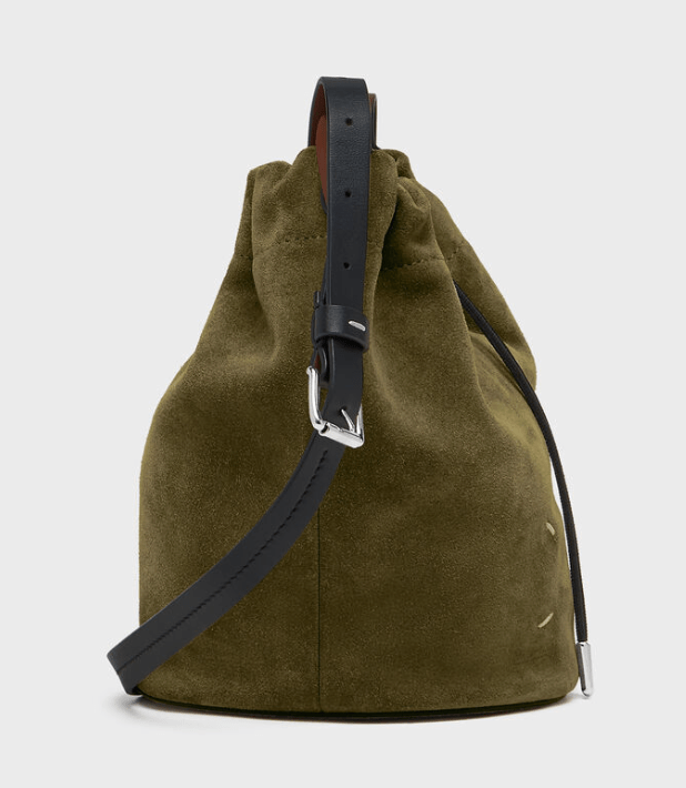 Drawstring Crossbody Bucket khaki and black