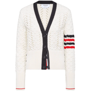 Cable Pointelle Stitch Merino Wool 4-Bar Cardigan