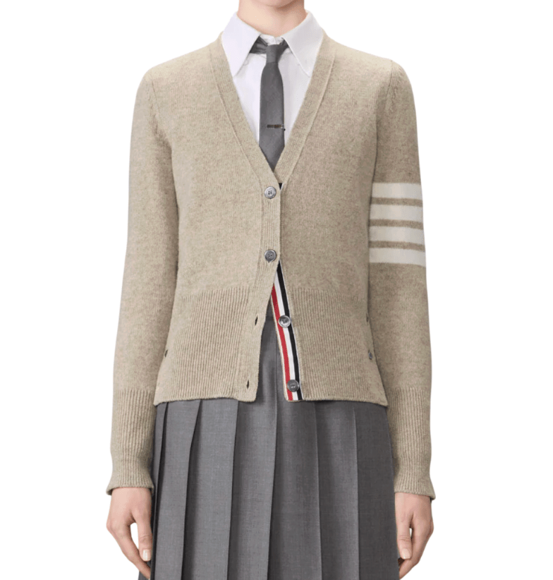 Jersey Stitch Shetland Wool 4-Bar Cardigan