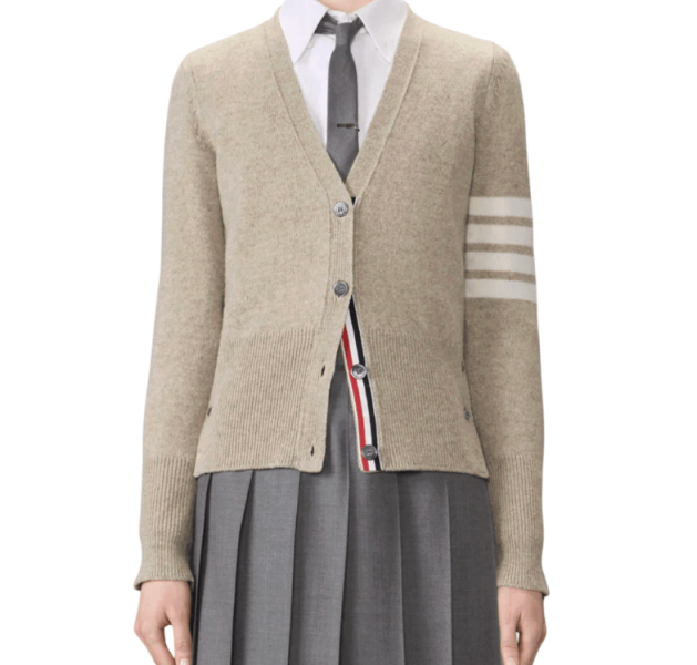 Jersey Stitch Shetland Wool 4-Bar Cardigan