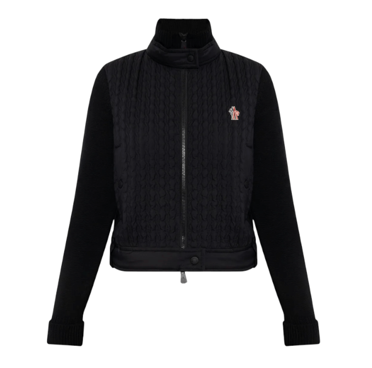(W) Moncler Grenoble Padding Zip Up Cardigan Black 