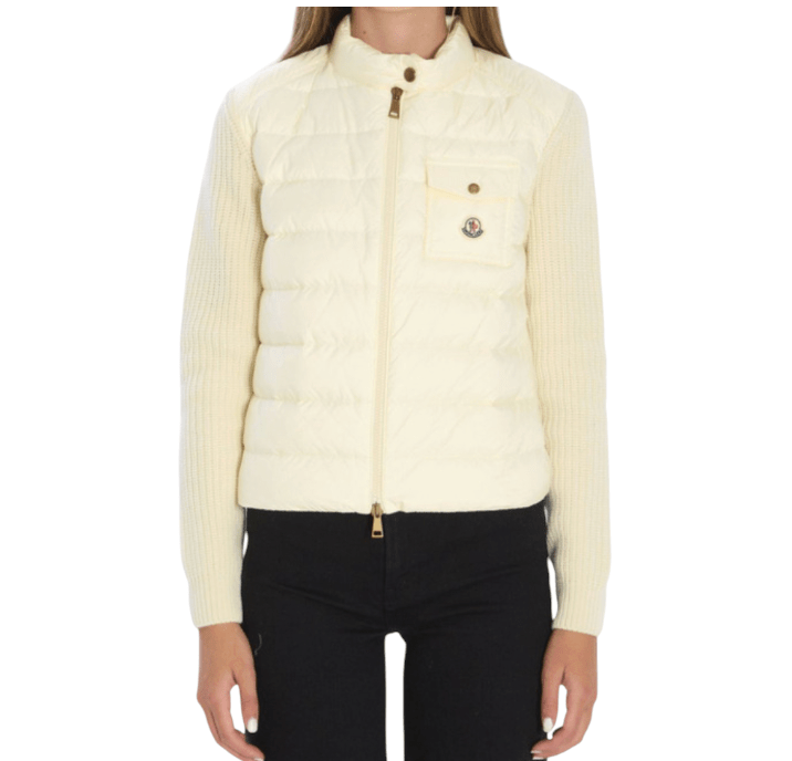 (W) Moncler Padded Wool Zip Up Cardigan White - 25FW