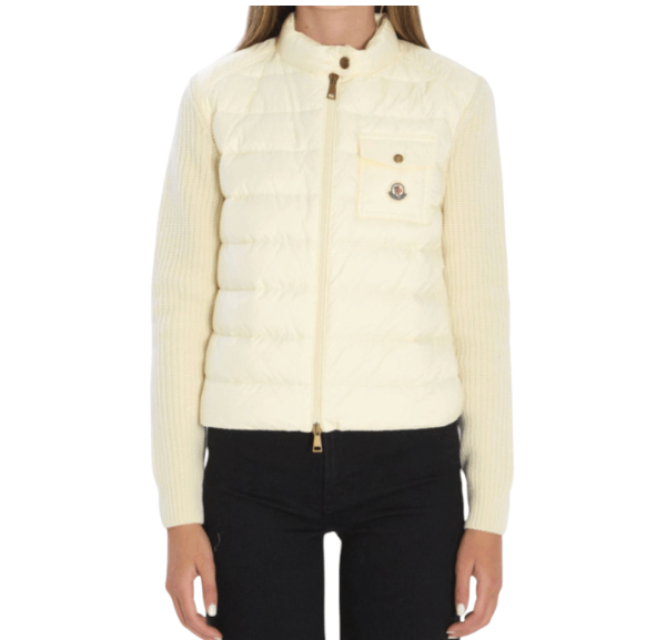 (W) Moncler Padded Wool Zip Up Cardigan White - 25FW