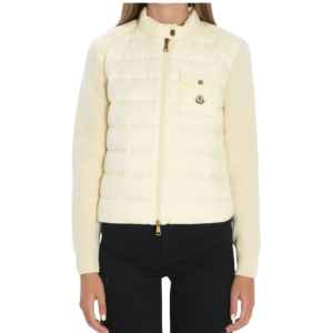 (W) Moncler Padded Wool Zip Up Cardigan White - 25FW
