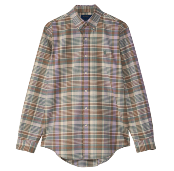 Shirts Polo Ralph Lauren Tattersall Oxford Shirt 6815 Khaki Green Multi 