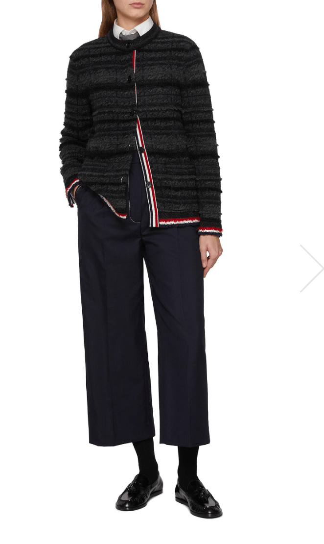 THOM BROWNE Chequered Jacquard Knit Cardigan Jacket