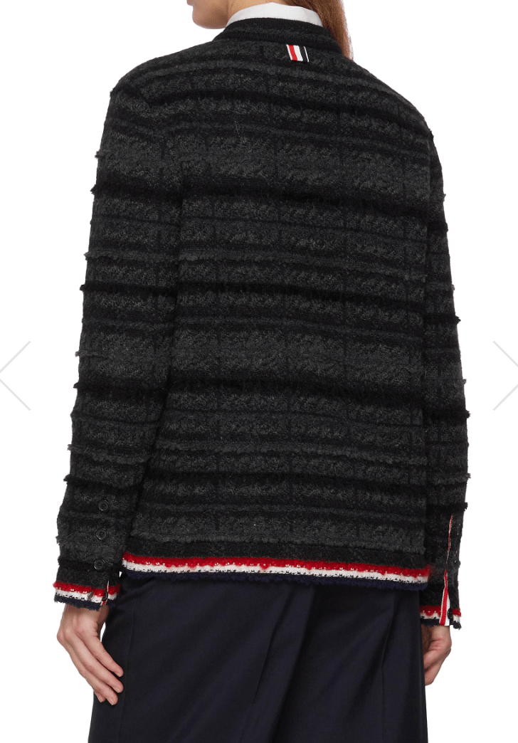 THOM BROWNE Chequered Jacquard Knit Cardigan Jacket