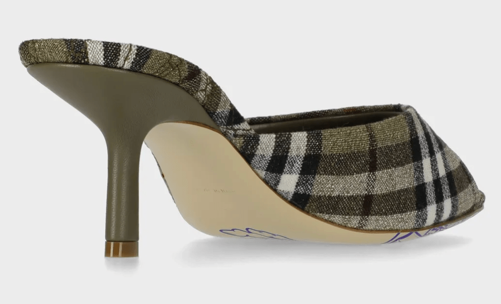 (W) Burberry Check Sandals Heels Khaki