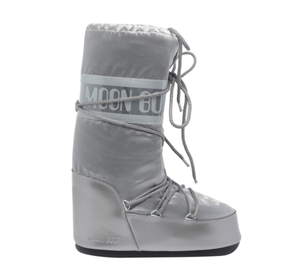 (W) Moon Boot Icon Glance Satin Boots Silver