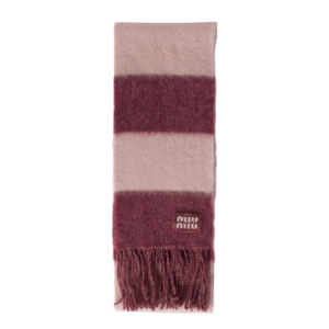 Amaranth/peach Wool Scarf With Fringes