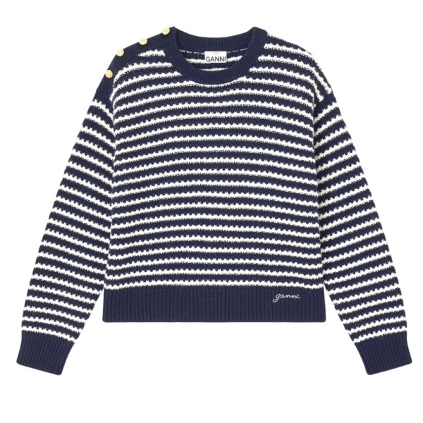 DARK BLUE STRIPED WOOL JUMPER 