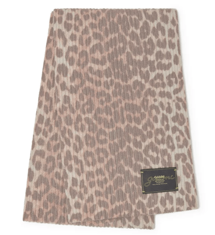 Leopard Wool Knit Scarf 